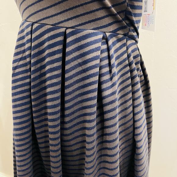 LuLaRoe Womens XS Gray Blue Striped Amelia Stretchy Flare Dress NWT (A0126) - Picture 4 of 8